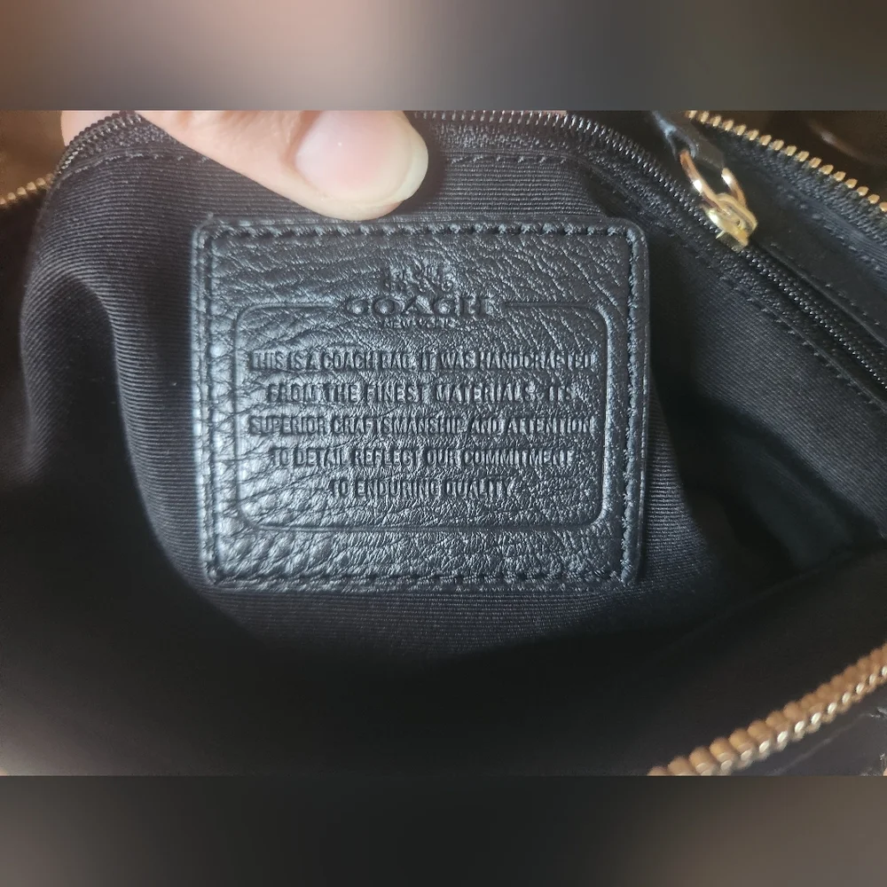New Coach‎ Black Pebbled Leather Shoulder Bag With Dust Bag